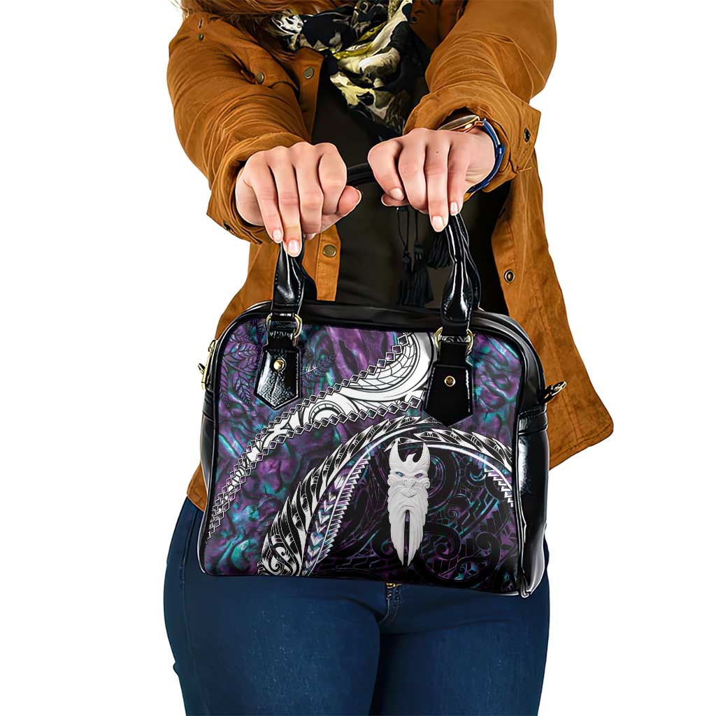 New Zealand Aotearoa Shoulder Handbag Maori Hei Rehua Paua Shell Glitter Purple LT05 One Size Purple - Polynesian Pride