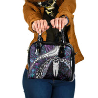 New Zealand Aotearoa Shoulder Handbag Maori Hei Rehua Paua Shell Glitter Purple LT05 One Size Purple - Polynesian Pride
