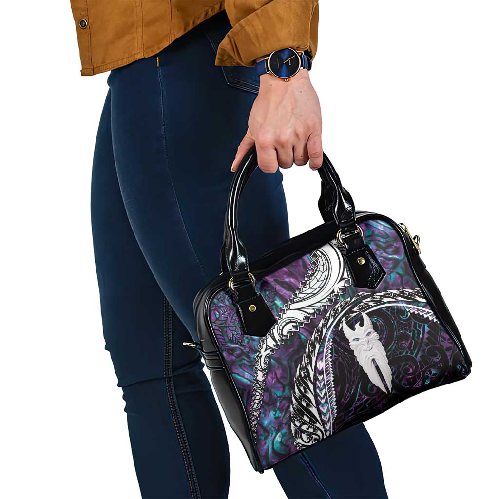 New Zealand Aotearoa Shoulder Handbag Maori Hei Rehua Paua Shell Glitter Purple LT05 - Polynesian Pride