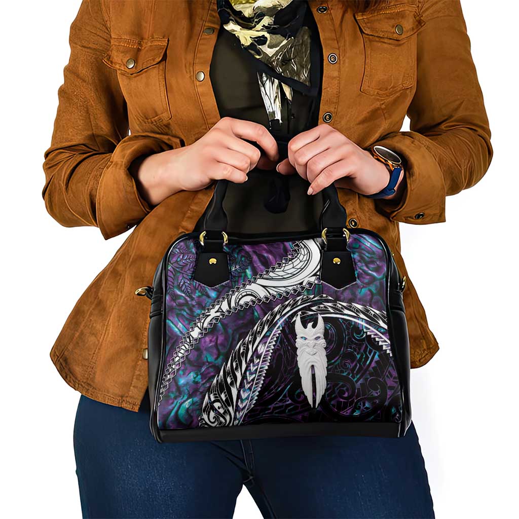 New Zealand Aotearoa Shoulder Handbag Maori Hei Rehua Paua Shell Glitter Purple LT05 - Polynesian Pride
