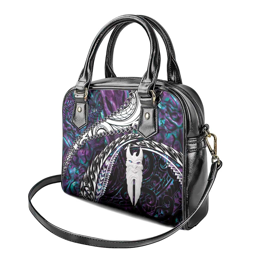 New Zealand Aotearoa Shoulder Handbag Maori Hei Rehua Paua Shell Glitter Purple LT05 - Polynesian Pride