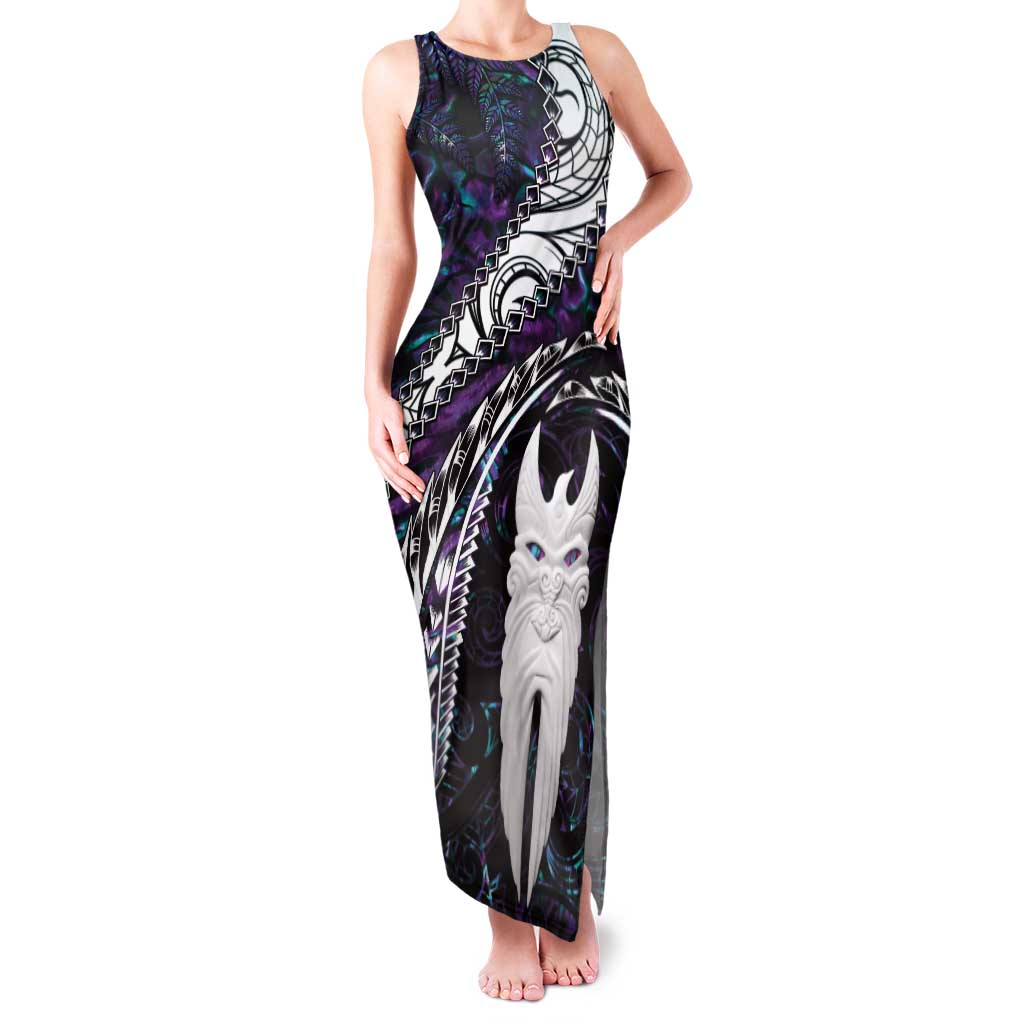 New Zealand Aotearoa Tank Maxi Dress Maori Hei Rehua Paua Shell Glitter Purple LT05 Women Purple - Polynesian Pride