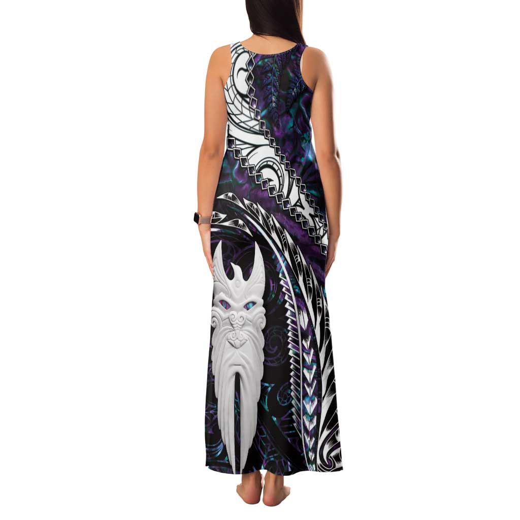 New Zealand Aotearoa Tank Maxi Dress Maori Hei Rehua Paua Shell Glitter Purple LT05 - Polynesian Pride