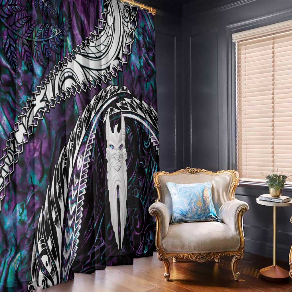 New Zealand Aotearoa Window Curtain Maori Hei Rehua Paua Shell Glitter Purple LT05 - Polynesian Pride