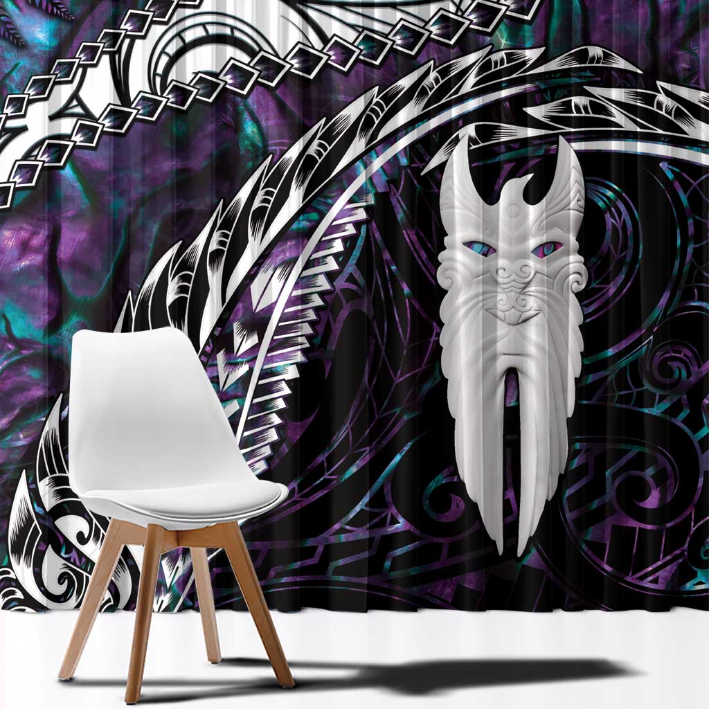 New Zealand Aotearoa Window Curtain Maori Hei Rehua Paua Shell Glitter Purple LT05 - Polynesian Pride