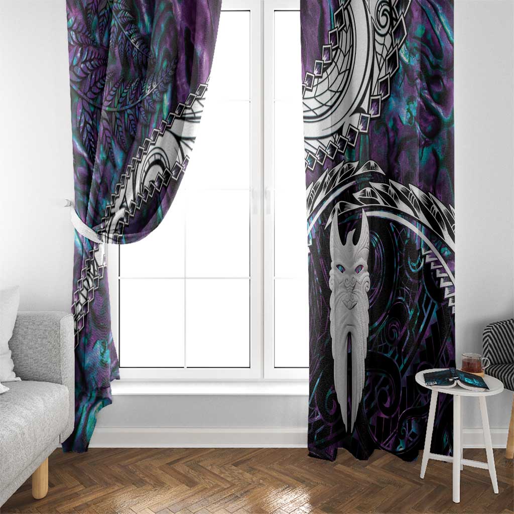 New Zealand Aotearoa Window Curtain Maori Hei Rehua Paua Shell Glitter Purple LT05 - Polynesian Pride