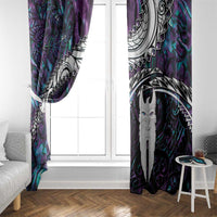 New Zealand Aotearoa Window Curtain Maori Hei Rehua Paua Shell Glitter Purple LT05 - Polynesian Pride
