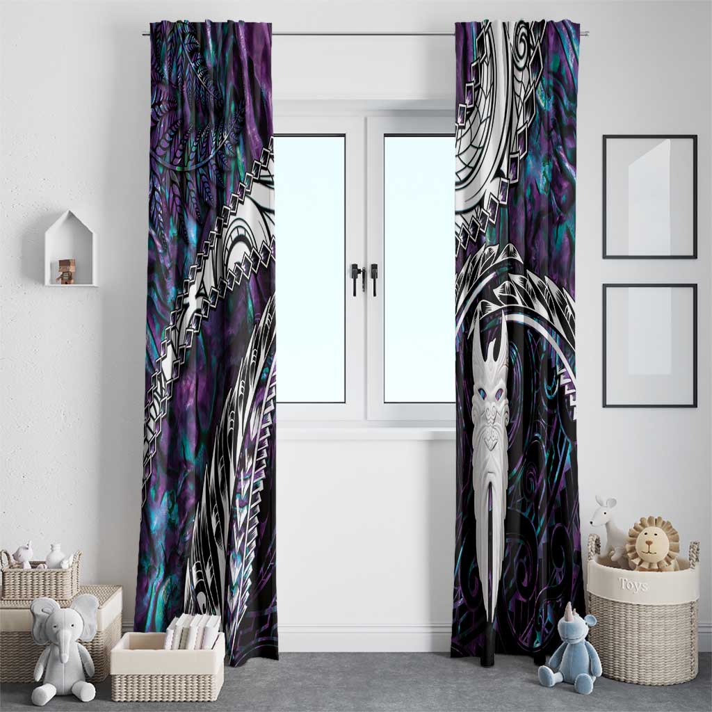 New Zealand Aotearoa Window Curtain Maori Hei Rehua Paua Shell Glitter Purple LT05 - Polynesian Pride