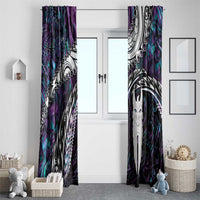 New Zealand Aotearoa Window Curtain Maori Hei Rehua Paua Shell Glitter Purple LT05 - Polynesian Pride