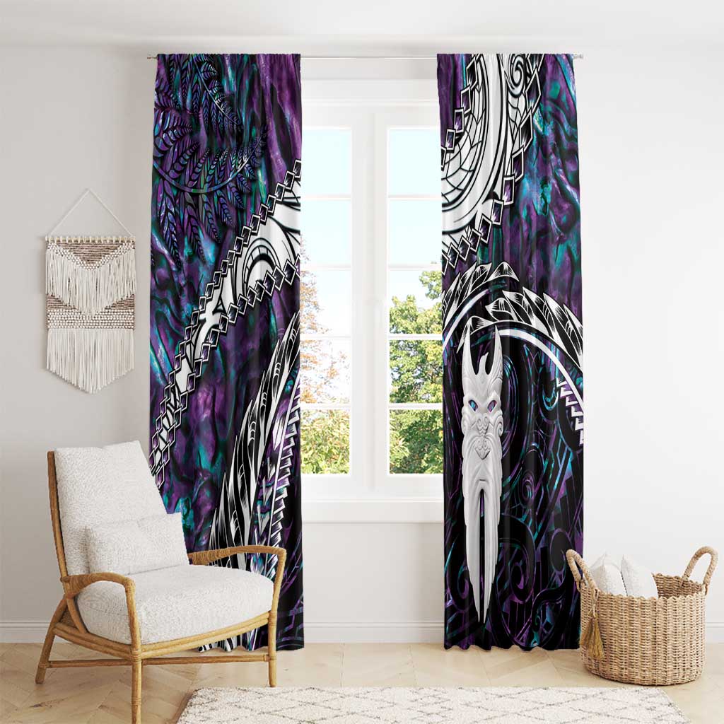 New Zealand Aotearoa Window Curtain Maori Hei Rehua Paua Shell Glitter Purple LT05 - Polynesian Pride