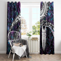 New Zealand Aotearoa Window Curtain Maori Hei Rehua Paua Shell Glitter Purple LT05 - Polynesian Pride