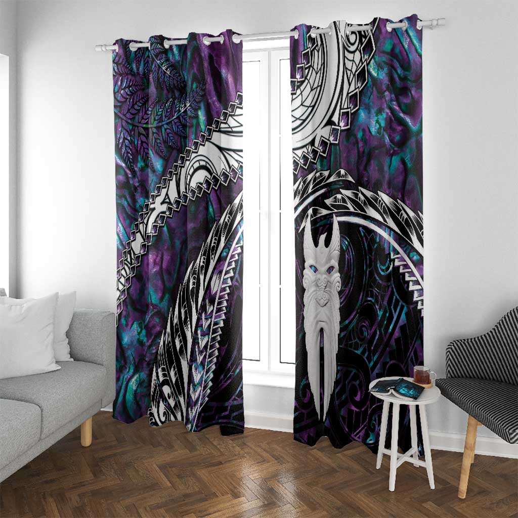 New Zealand Aotearoa Window Curtain Maori Hei Rehua Paua Shell Glitter Purple LT05 With Grommets Purple - Polynesian Pride