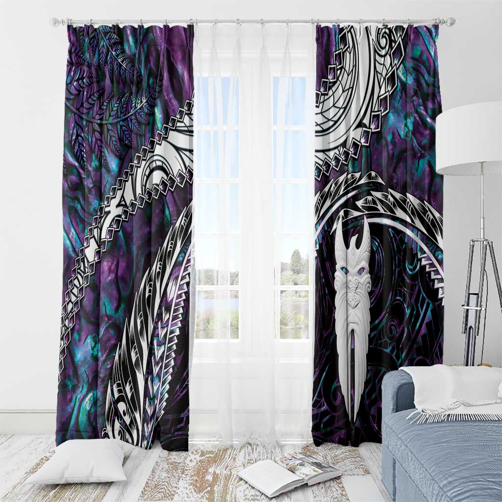 New Zealand Aotearoa Window Curtain Maori Hei Rehua Paua Shell Glitter Purple LT05 - Polynesian Pride