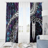New Zealand Aotearoa Window Curtain Maori Hei Rehua Paua Shell Glitter Purple LT05 - Polynesian Pride