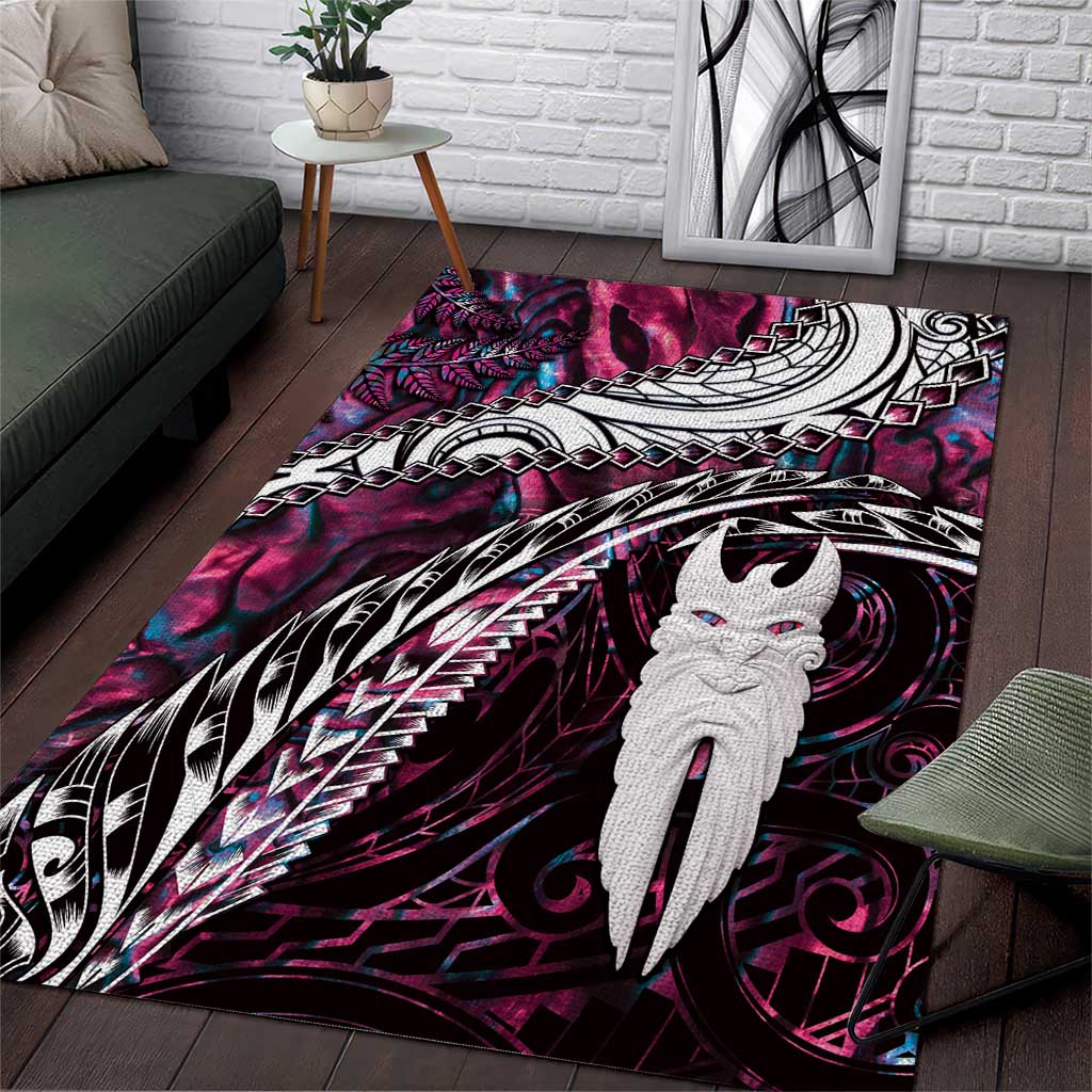 New Zealand Aotearoa Area Rug Maori Hei Rehua Paua Shell Glitter Pink LT05 Pink - Polynesian Pride