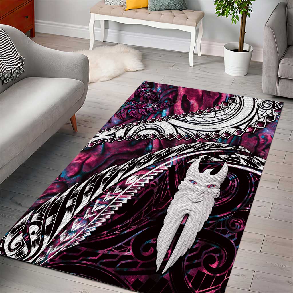 New Zealand Aotearoa Area Rug Maori Hei Rehua Paua Shell Glitter Pink LT05 - Polynesian Pride