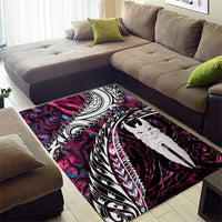 New Zealand Aotearoa Area Rug Maori Hei Rehua Paua Shell Glitter Pink LT05 - Polynesian Pride