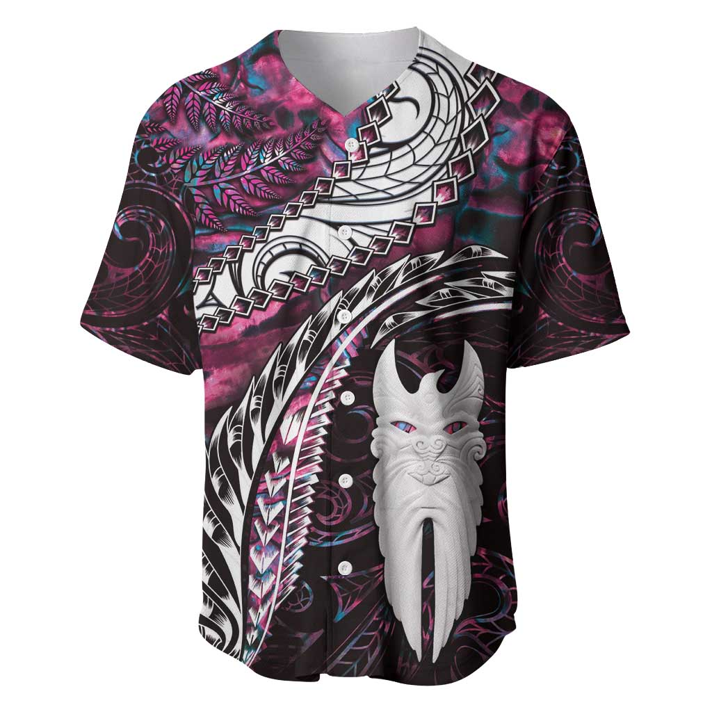 New Zealand Aotearoa Baseball Jersey Maori Hei Rehua Paua Shell Glitter Pink LT05 Pink - Polynesian Pride