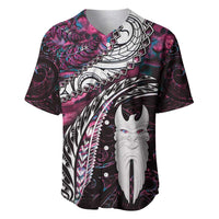 New Zealand Aotearoa Baseball Jersey Maori Hei Rehua Paua Shell Glitter Pink LT05 Pink - Polynesian Pride
