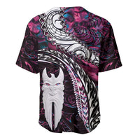 New Zealand Aotearoa Baseball Jersey Maori Hei Rehua Paua Shell Glitter Pink LT05 - Polynesian Pride