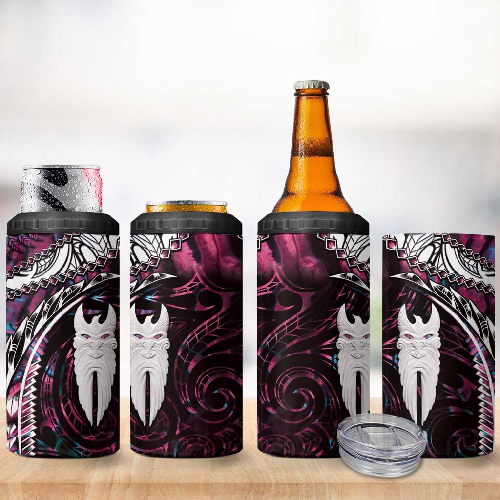 New Zealand Aotearoa 4 in 1 Can Cooler Tumbler Maori Hei Rehua Paua Shell Glitter Pink LT05 - Polynesian Pride