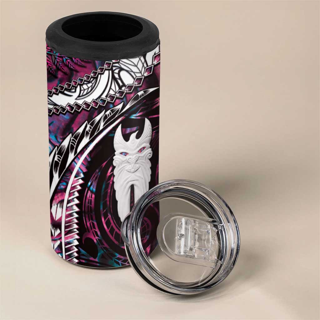 New Zealand Aotearoa 4 in 1 Can Cooler Tumbler Maori Hei Rehua Paua Shell Glitter Pink LT05 - Polynesian Pride