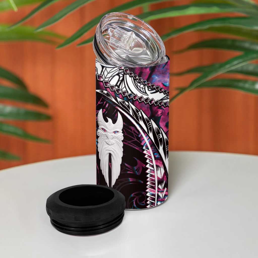 New Zealand Aotearoa 4 in 1 Can Cooler Tumbler Maori Hei Rehua Paua Shell Glitter Pink LT05 - Polynesian Pride