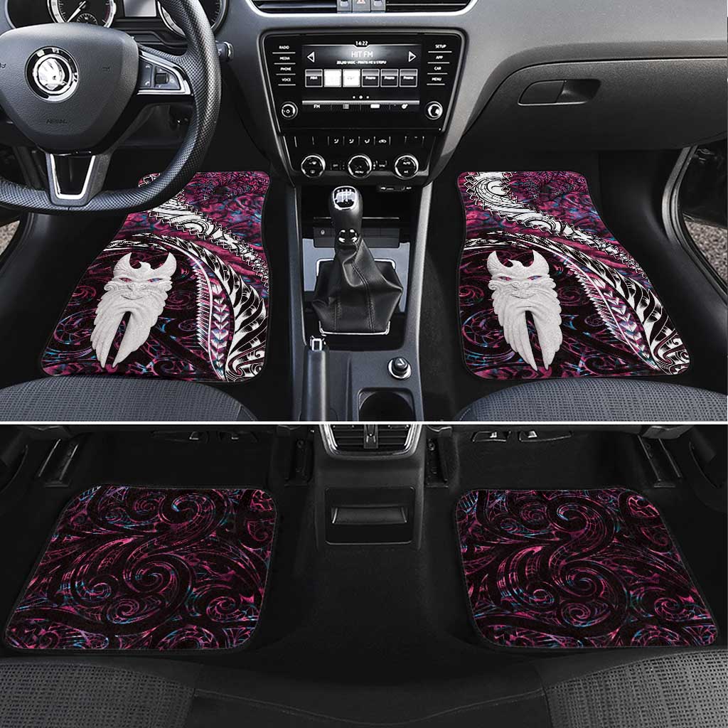 New Zealand Aotearoa Car Mats Maori Hei Rehua Paua Shell Glitter Pink LT05 Set 4pcs Pink - Polynesian Pride