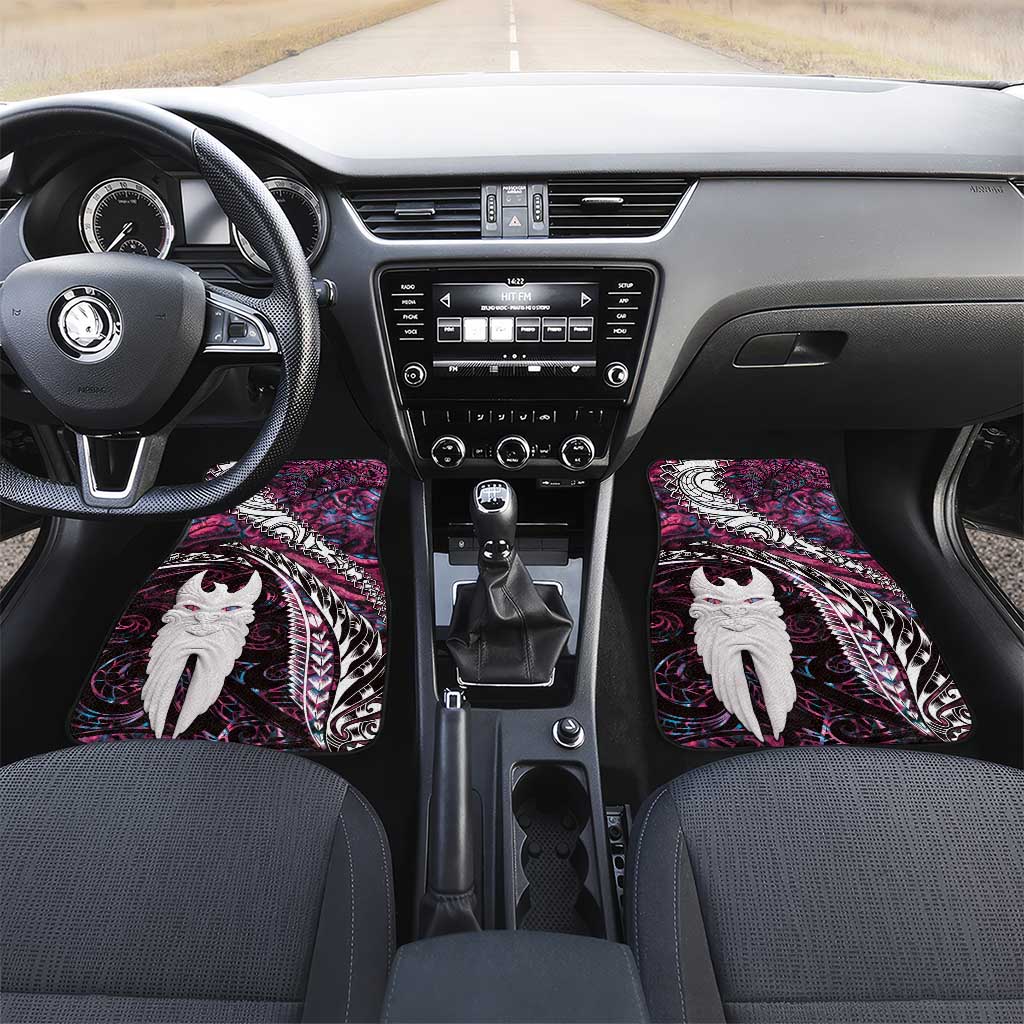 New Zealand Aotearoa Car Mats Maori Hei Rehua Paua Shell Glitter Pink LT05 Set 2pcs - Front Pink - Polynesian Pride