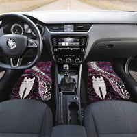 New Zealand Aotearoa Car Mats Maori Hei Rehua Paua Shell Glitter Pink LT05 Set 2pcs - Front Pink - Polynesian Pride