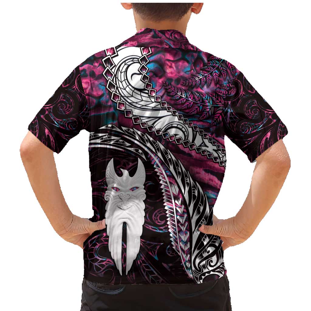 New Zealand Aotearoa Family Matching Mermaid Dress and Hawaiian Shirt Maori Hei Rehua Paua Shell Glitter Pink LT05 - Polynesian Pride