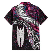 New Zealand Aotearoa Family Matching Puletasi and Hawaiian Shirt Maori Hei Rehua Paua Shell Glitter Pink LT05 - Polynesian Pride