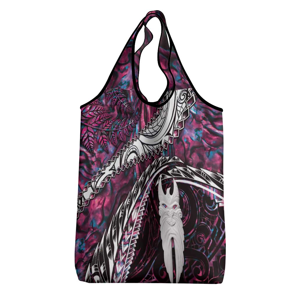 New Zealand Aotearoa Grocery Bag Maori Hei Rehua Paua Shell Glitter Pink LT05 - Polynesian Pride