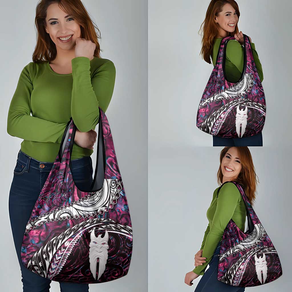 New Zealand Aotearoa Grocery Bag Maori Hei Rehua Paua Shell Glitter Pink LT05 - Polynesian Pride