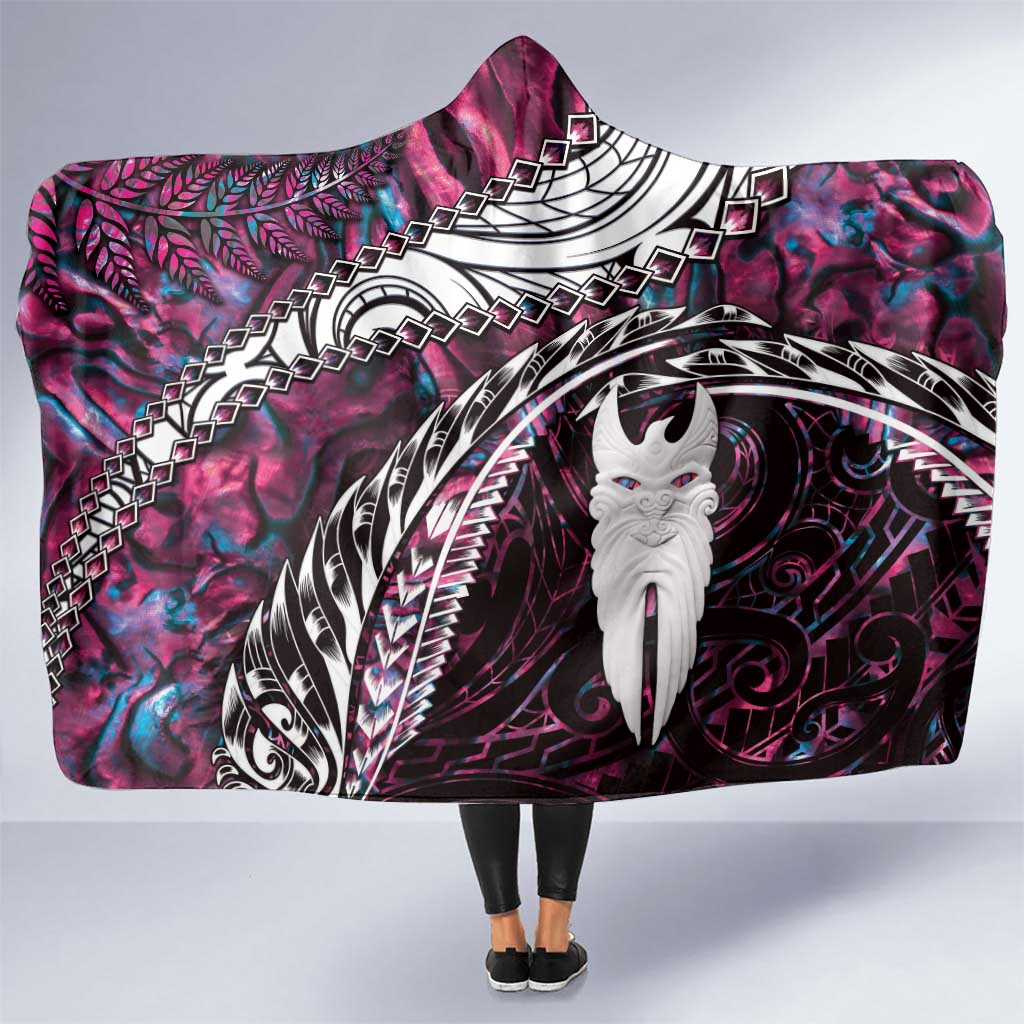 New Zealand Aotearoa Hooded Blanket Maori Hei Rehua Paua Shell Glitter Pink LT05 One Size Pink - Polynesian Pride