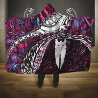 New Zealand Aotearoa Hooded Blanket Maori Hei Rehua Paua Shell Glitter Pink LT05 - Polynesian Pride