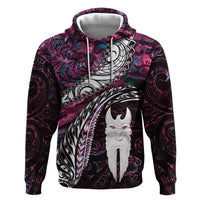 New Zealand Aotearoa Hoodie Maori Hei Rehua Paua Shell Glitter Pink LT05 Pullover Hoodie Pink - Polynesian Pride