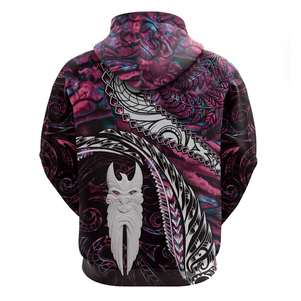 New Zealand Aotearoa Hoodie Maori Hei Rehua Paua Shell Glitter Pink LT05 - Polynesian Pride