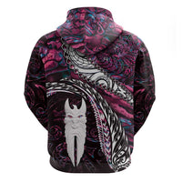 New Zealand Aotearoa Hoodie Maori Hei Rehua Paua Shell Glitter Pink LT05 - Polynesian Pride