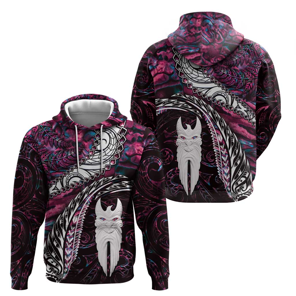 New Zealand Aotearoa Hoodie Maori Hei Rehua Paua Shell Glitter Pink LT05 - Polynesian Pride
