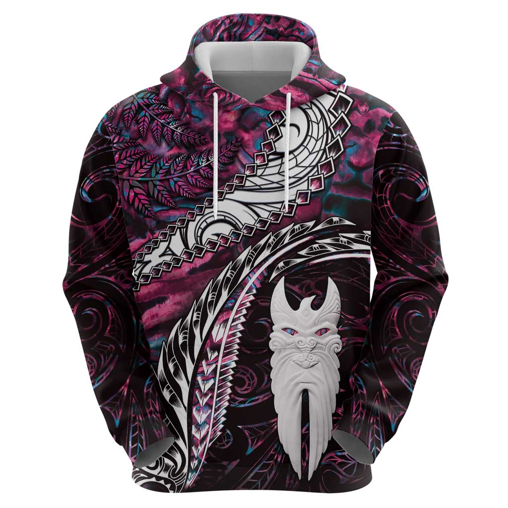 New Zealand Aotearoa Hoodie Maori Hei Rehua Paua Shell Glitter Pink LT05 - Polynesian Pride