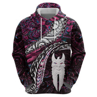 New Zealand Aotearoa Hoodie Maori Hei Rehua Paua Shell Glitter Pink LT05 - Polynesian Pride