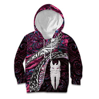 New Zealand Aotearoa Kid Hoodie Maori Hei Rehua Paua Shell Glitter Pink LT05 Hoodie Pink - Polynesian Pride