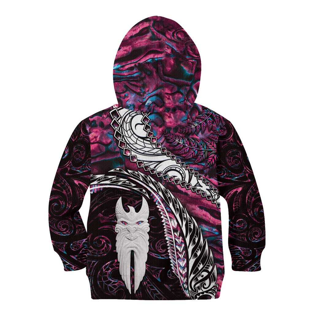 New Zealand Aotearoa Kid Hoodie Maori Hei Rehua Paua Shell Glitter Pink LT05 - Polynesian Pride