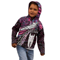 New Zealand Aotearoa Kid Hoodie Maori Hei Rehua Paua Shell Glitter Pink LT05 - Polynesian Pride
