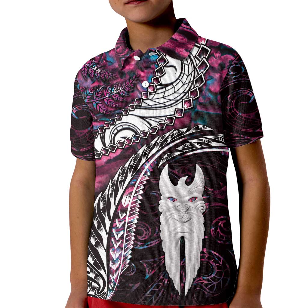 New Zealand Aotearoa Kid Polo Shirt Maori Hei Rehua Paua Shell Glitter Pink LT05 Kid Pink - Polynesian Pride