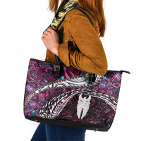 New Zealand Aotearoa Leather Tote Bag Maori Hei Rehua Paua Shell Glitter Pink LT05 Pink - Polynesian Pride