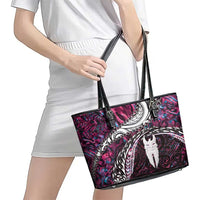 New Zealand Aotearoa Leather Tote Bag Maori Hei Rehua Paua Shell Glitter Pink LT05 - Polynesian Pride