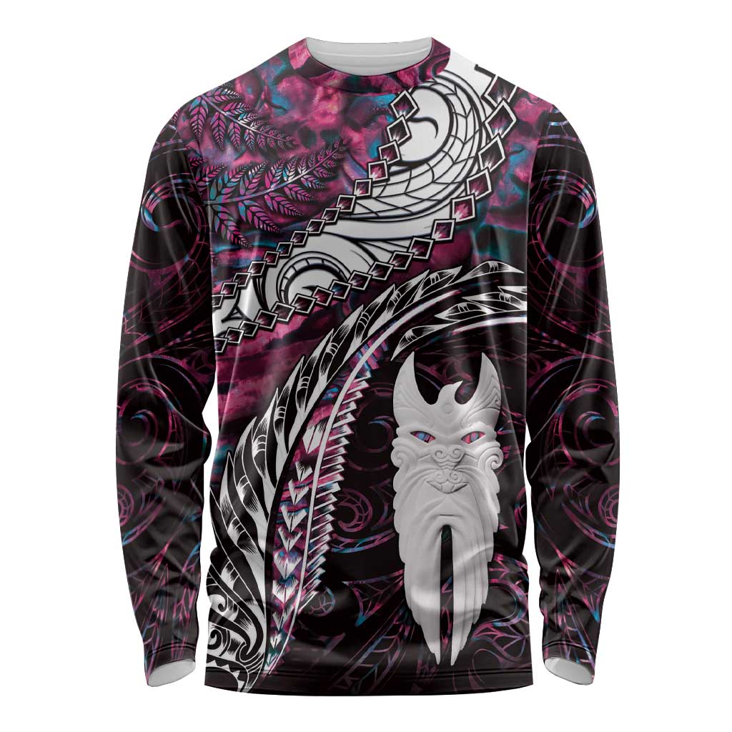 New Zealand Aotearoa Long Sleeve Shirt Maori Hei Rehua Paua Shell Glitter Pink LT05 Unisex Pink - Polynesian Pride