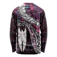 New Zealand Aotearoa Long Sleeve Shirt Maori Hei Rehua Paua Shell Glitter Pink LT05 - Polynesian Pride